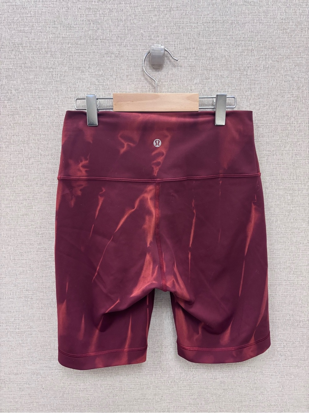 Lululemon Maroon Tie-Dye High-Rise Bike Shorts